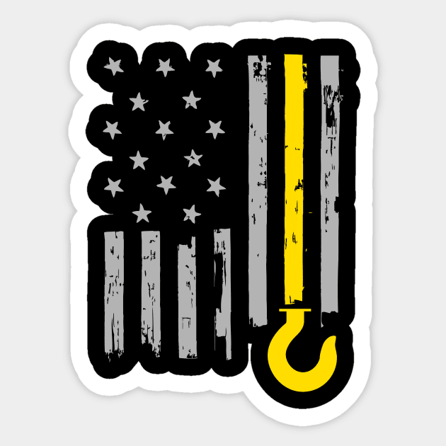 Tow Truck Driver Lives Matter Yellow Line American Flag Sticker by TBA Design